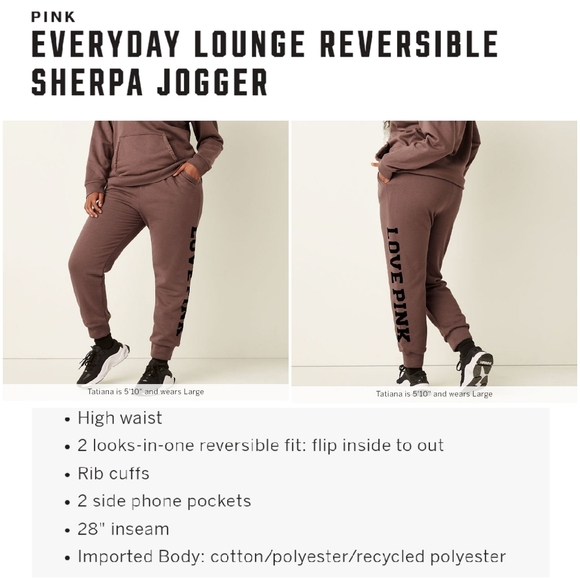 PINK Victoria's Secret Pants - FIRM!! VICTORIA'S Victoria secret pink everyday lounge reversible sherpa jogger